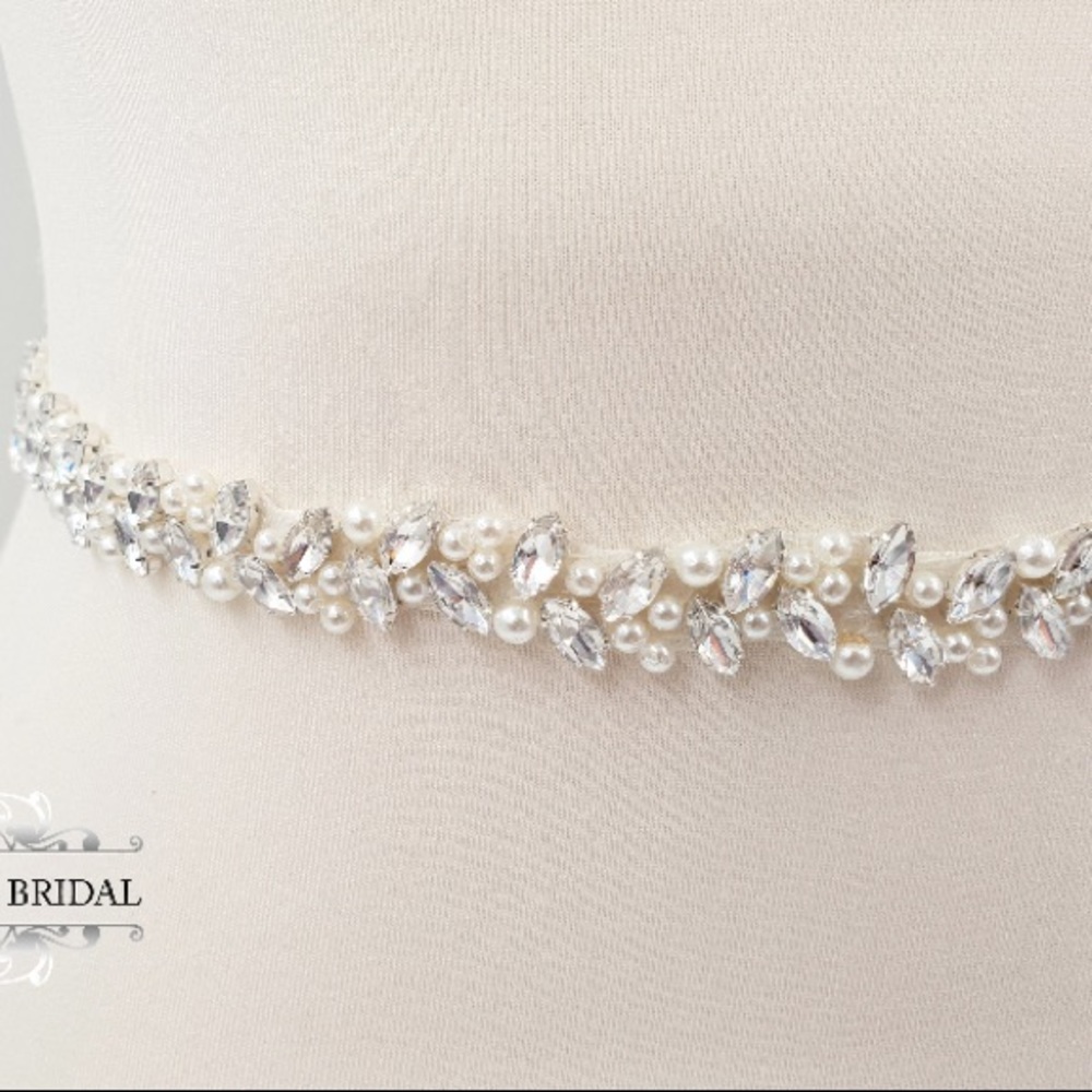 Thin wedding belt, pearl wedding belt, bridal belt